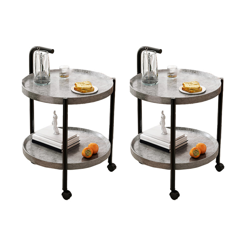 Contemporary Accent Side Table with Storage Wood and Metal End Table