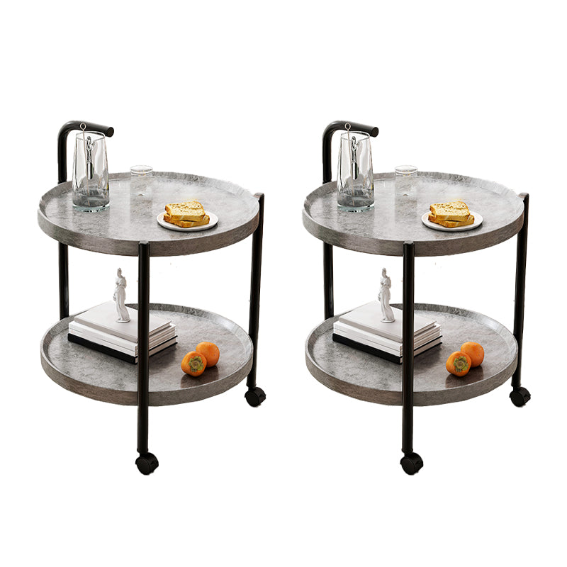 Contemporary Accent Side Table with Storage Wood and Metal End Table