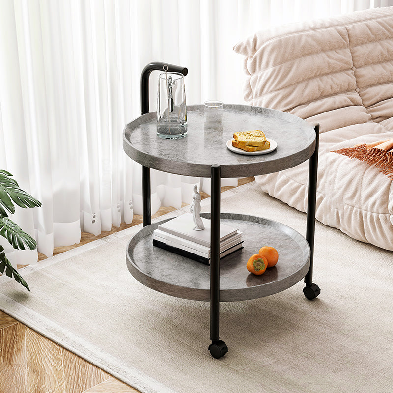 Contemporary Accent Side Table with Storage Wood and Metal End Table