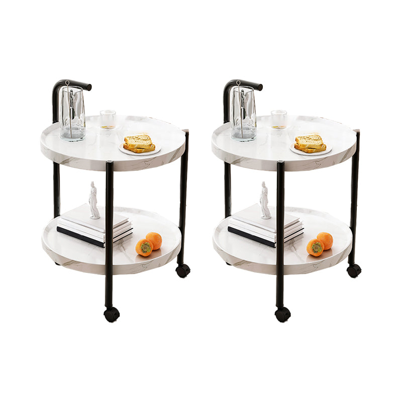 Contemporary Accent Side Table with Storage Wood and Metal End Table