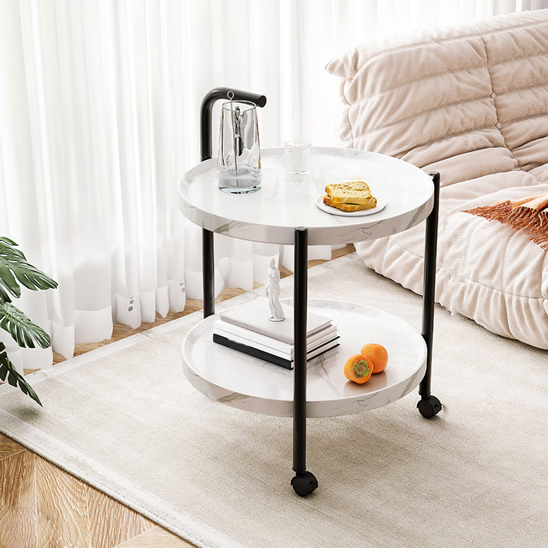 Contemporary Accent Side Table with Storage Wood and Metal End Table