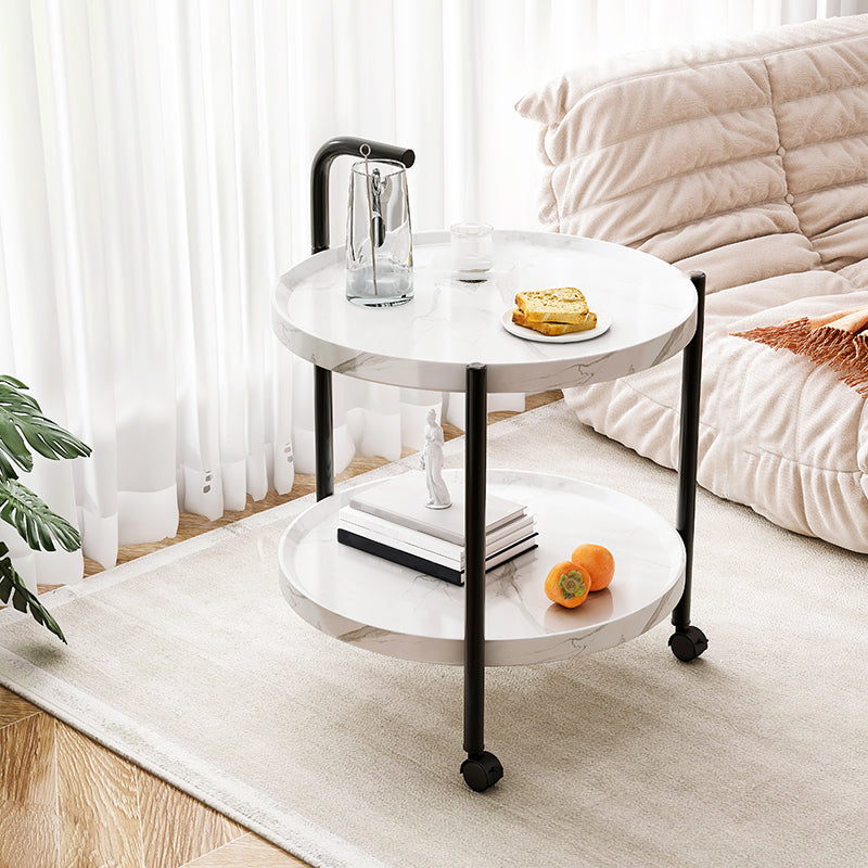 Contemporary Accent Side Table with Storage Wood and Metal End Table