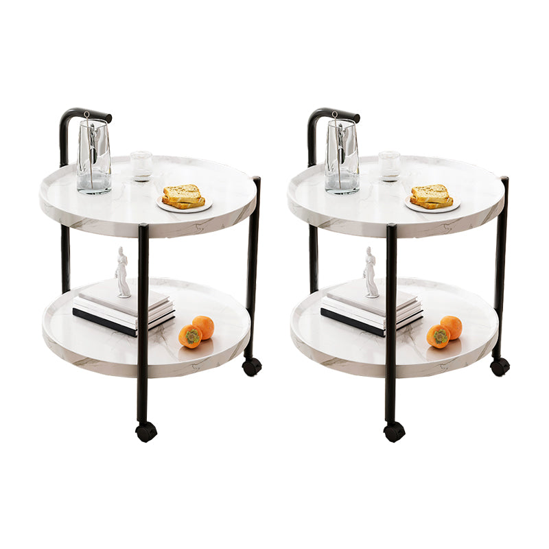Contemporary Accent Side Table with Storage Wood and Metal End Table