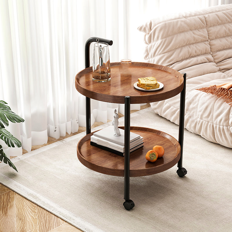 Contemporary Accent Side Table with Storage Wood and Metal End Table