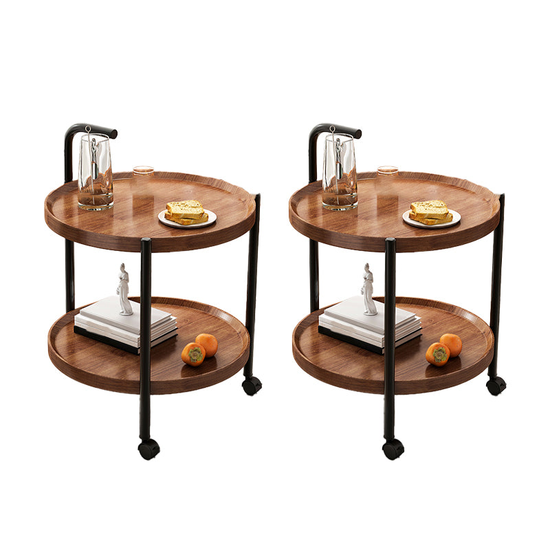 Contemporary Accent Side Table with Storage Wood and Metal End Table
