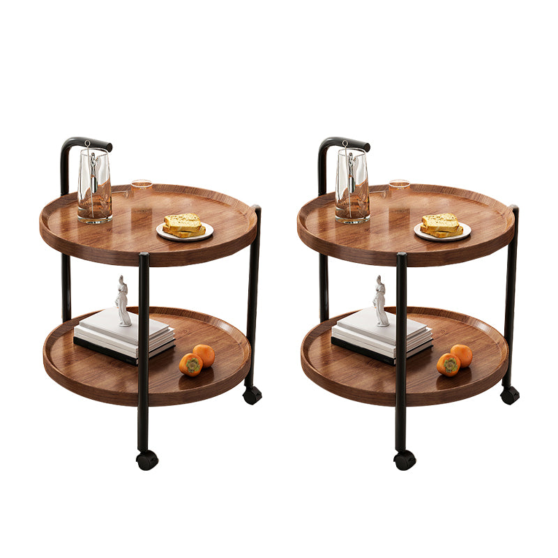 Contemporary Accent Side Table with Storage Wood and Metal End Table