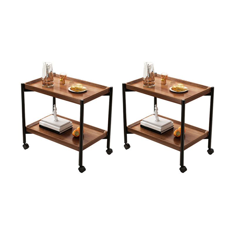 Contemporary Accent Side Table with Storage Wood and Metal End Table