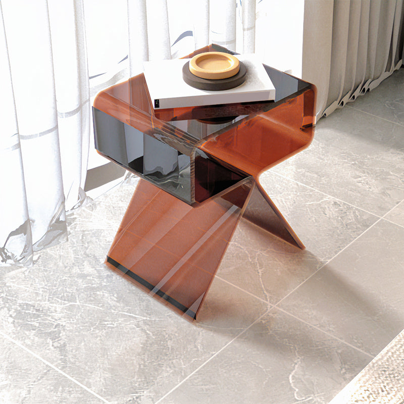 Modernistic Geometric Accent Side Table Acrylic Sofa Side Accent Table