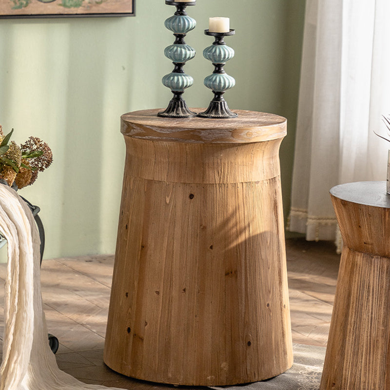 Modernistic Round Solid Wood Side Table Rustic Tree Stump Side End Snack Table