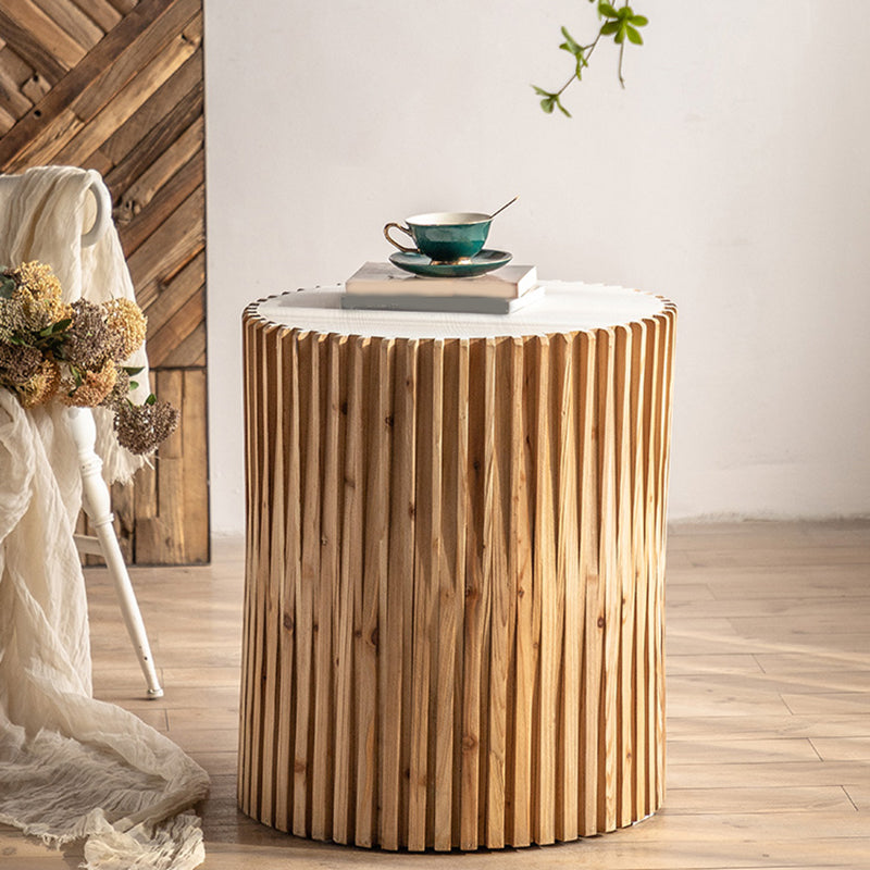 Modernistic Round Solid Wood Side Table Rustic Tree Stump Side End Snack Table