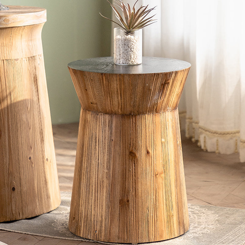 Modernistic Round Solid Wood Side Table Rustic Tree Stump Side End Snack Table