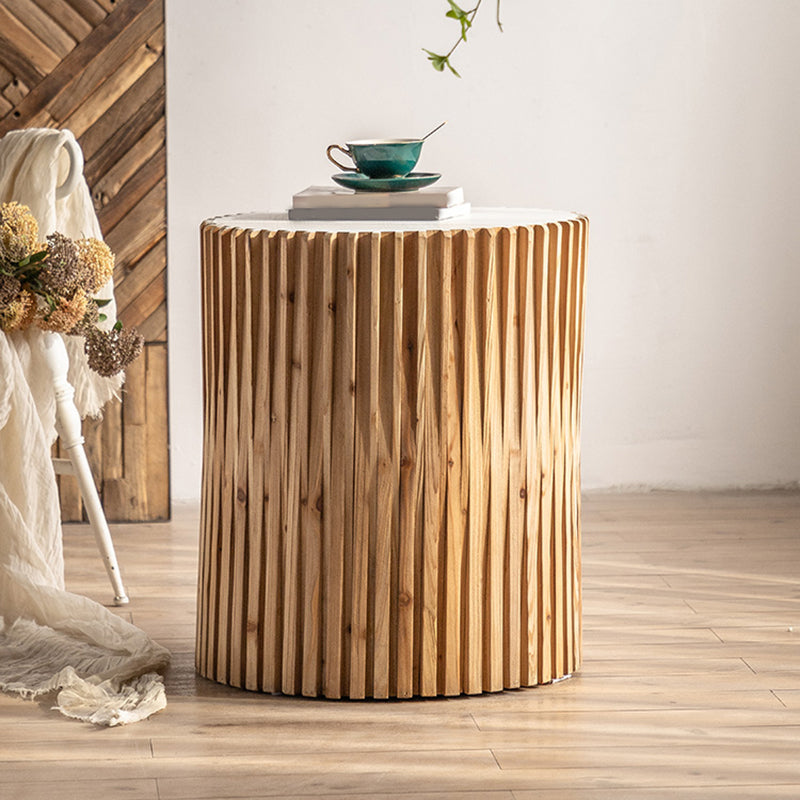 Modernistic Round Solid Wood Side Table Rustic Tree Stump Side End Snack Table