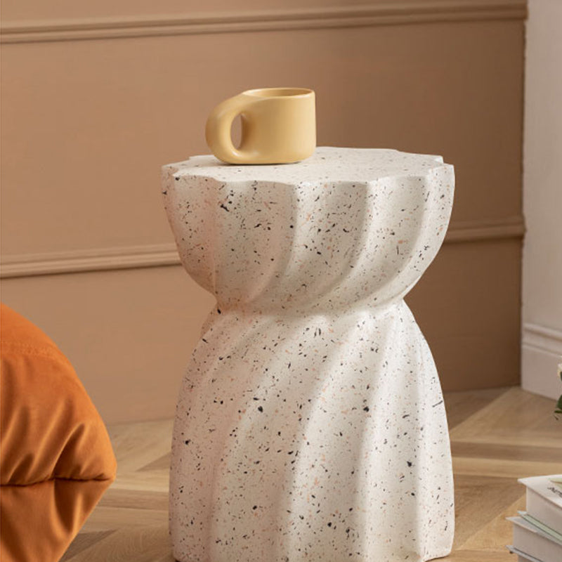 Contemporary Geometric Accent Side Table Marble Gold End Table