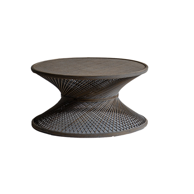 Farmhouse Bamboo Accent Side Table Geometric End Slide Table