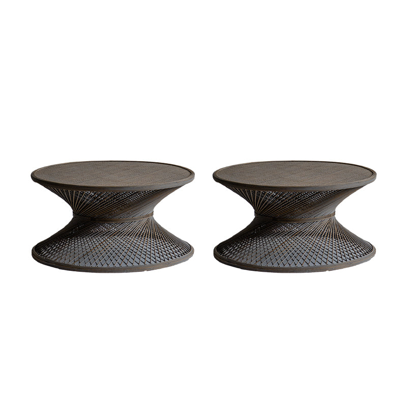 Farmhouse Bamboo Accent Side Table Geometric End Slide Table
