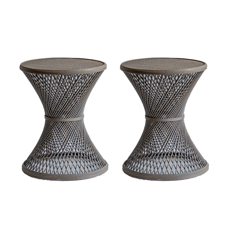 Farmhouse Bamboo Accent Side Table Geometric End Slide Table