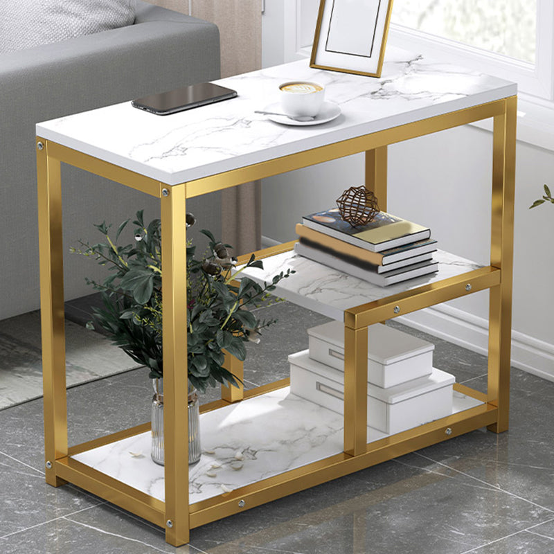 Industrial Rectangular Corner Table Metal Side End Snack Table