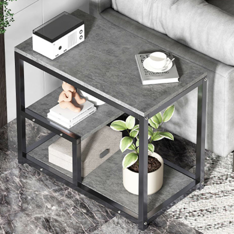 Industrial Rectangular Corner Table Metal Side End Snack Table