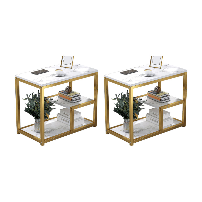 Industrial Rectangular Corner Table Metal Side End Snack Table