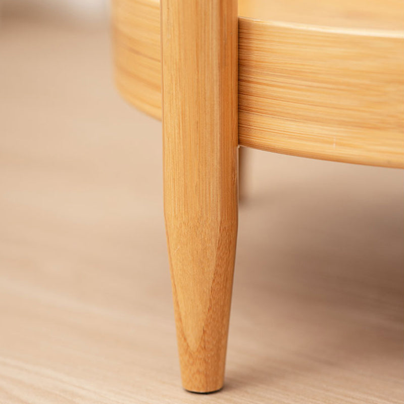 French Country Side Table Wood and Glass Round Accent Side Table