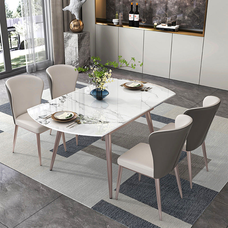 Metal Base Contemporary Dining Table Rectangle Stone Dining Table