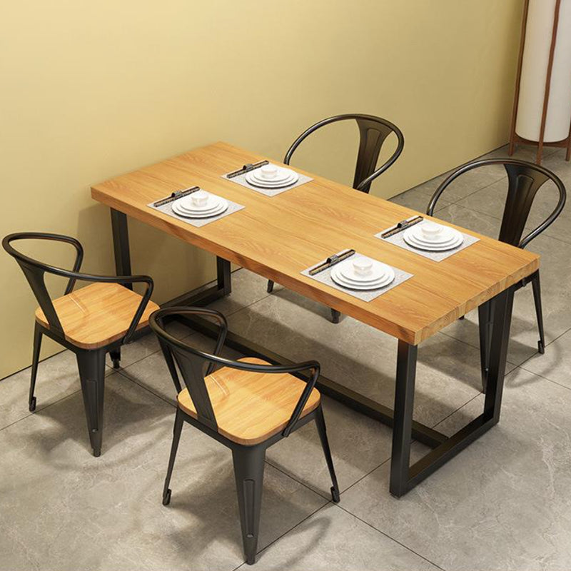 Industrial 1/2/5 Pieces Dining Set Rectangle Pine Wood Dining Table for Cafe