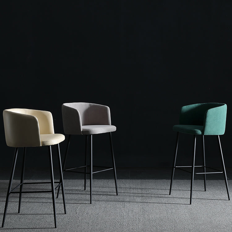 Modern Bar Stool Leather Backrest Bar Stools for Dining Room with Metal Legs