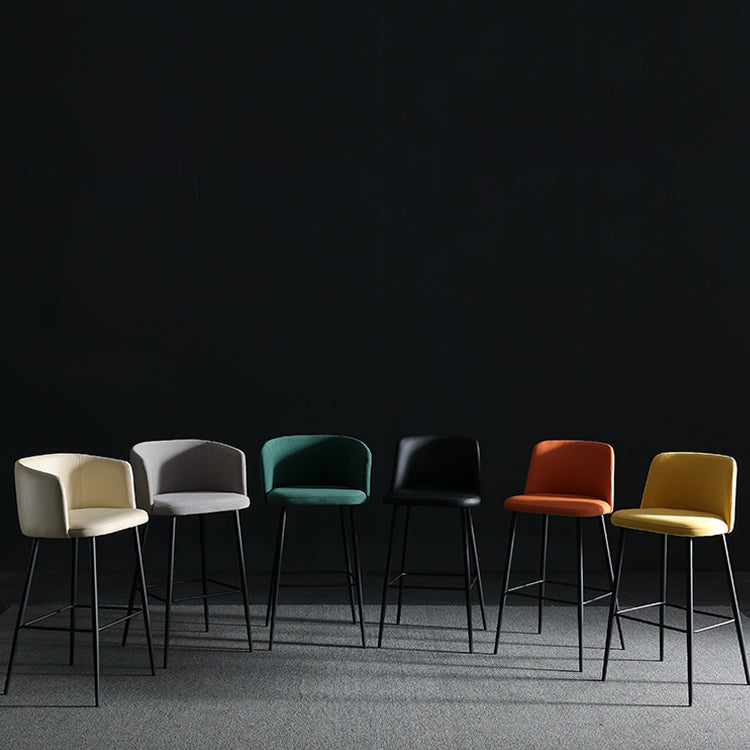 Modern Bar Stool Leather Backrest Bar Stools for Dining Room with Metal Legs