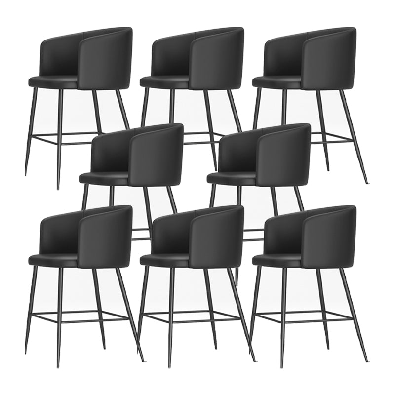 Modern Bar Stool Leather Backrest Bar Stools for Dining Room with Metal Legs