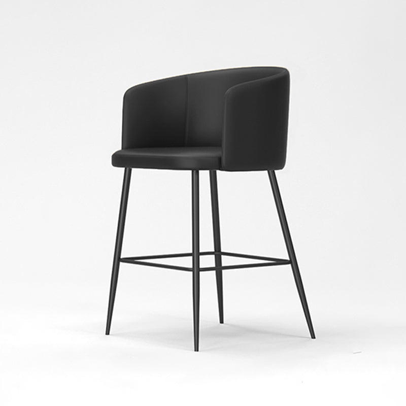 Modern Bar Stool Leather Backrest Bar Stools for Dining Room with Metal Legs