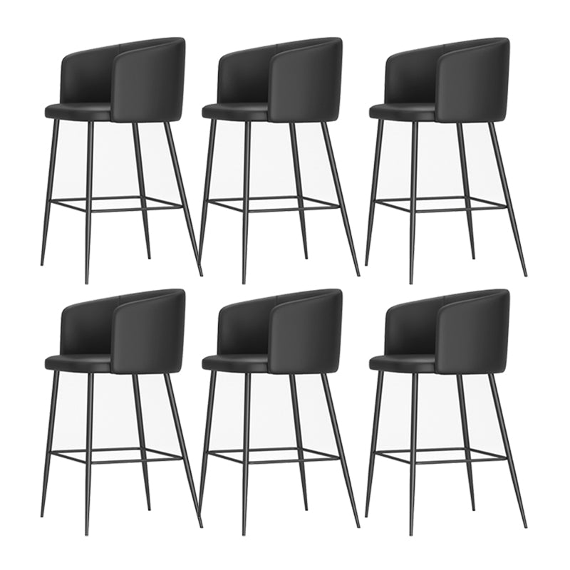 Modern Bar Stool Leather Backrest Bar Stools for Dining Room with Metal Legs