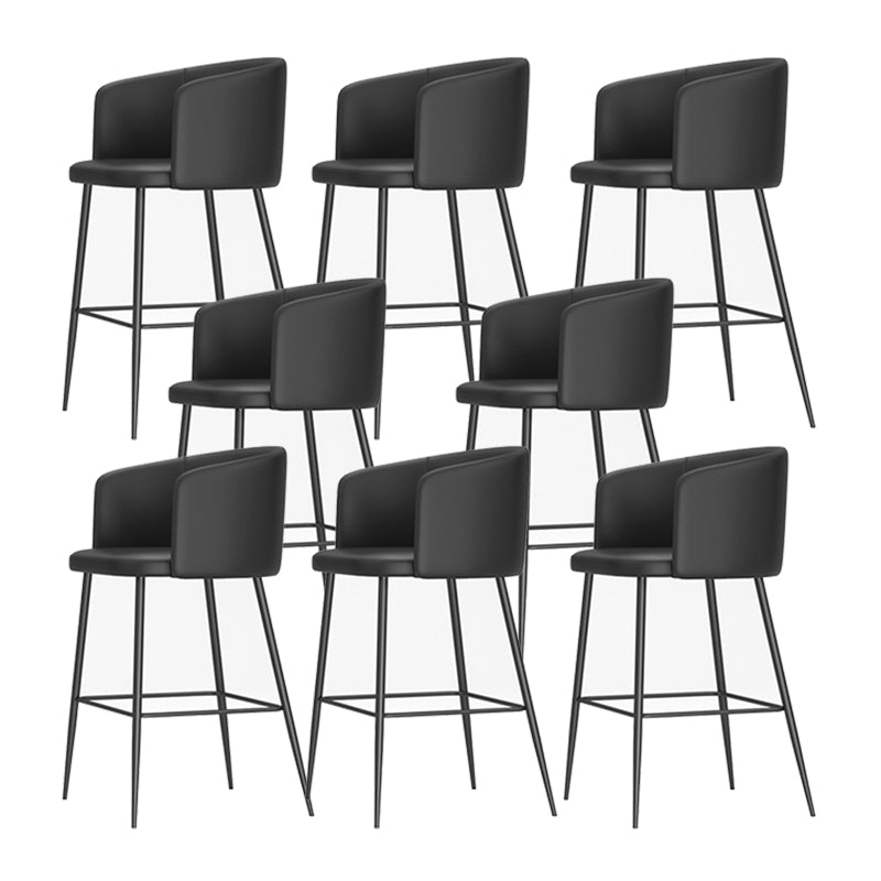 Modern Bar Stool Leather Backrest Bar Stools for Dining Room with Metal Legs