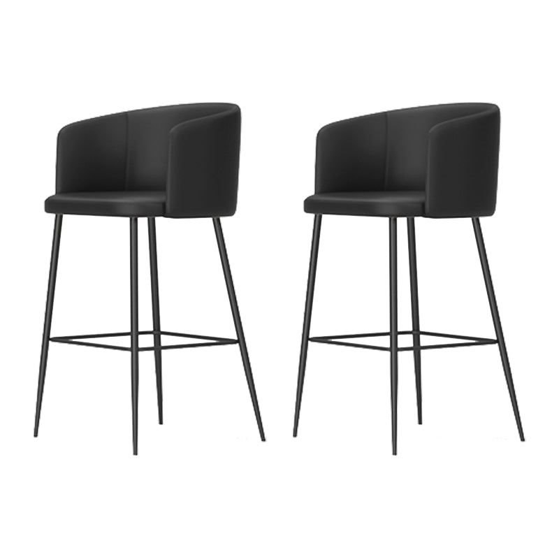 Modern Bar Stool Leather Backrest Bar Stools for Dining Room with Metal Legs