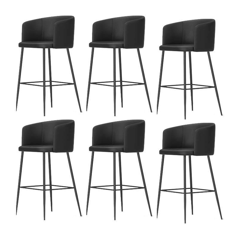 Modern Bar Stool Leather Backrest Bar Stools for Dining Room with Metal Legs