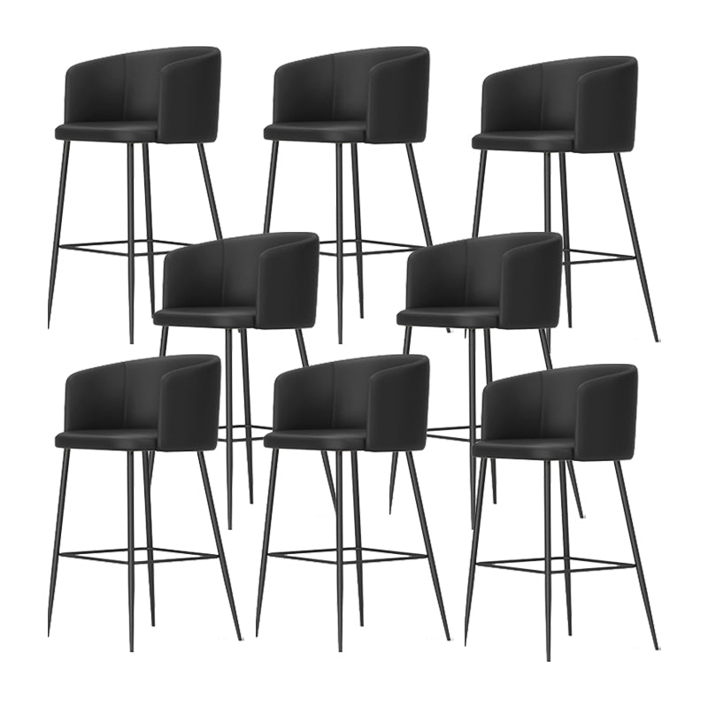 Modern Bar Stool Leather Backrest Bar Stools for Dining Room with Metal Legs