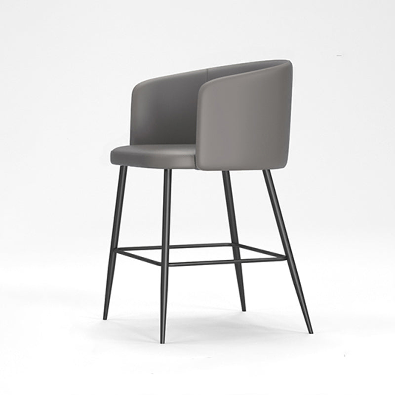 Modern Bar Stool Leather Backrest Bar Stools for Dining Room with Metal Legs