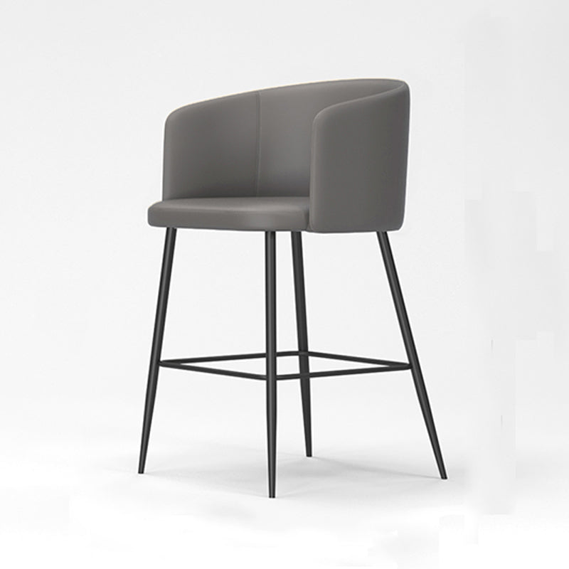 Modern Bar Stool Leather Backrest Bar Stools for Dining Room with Metal Legs
