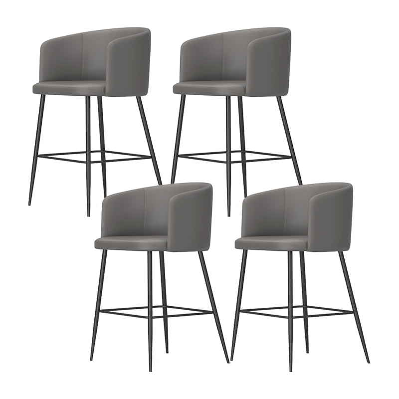 Modern Bar Stool Leather Backrest Bar Stools for Dining Room with Metal Legs