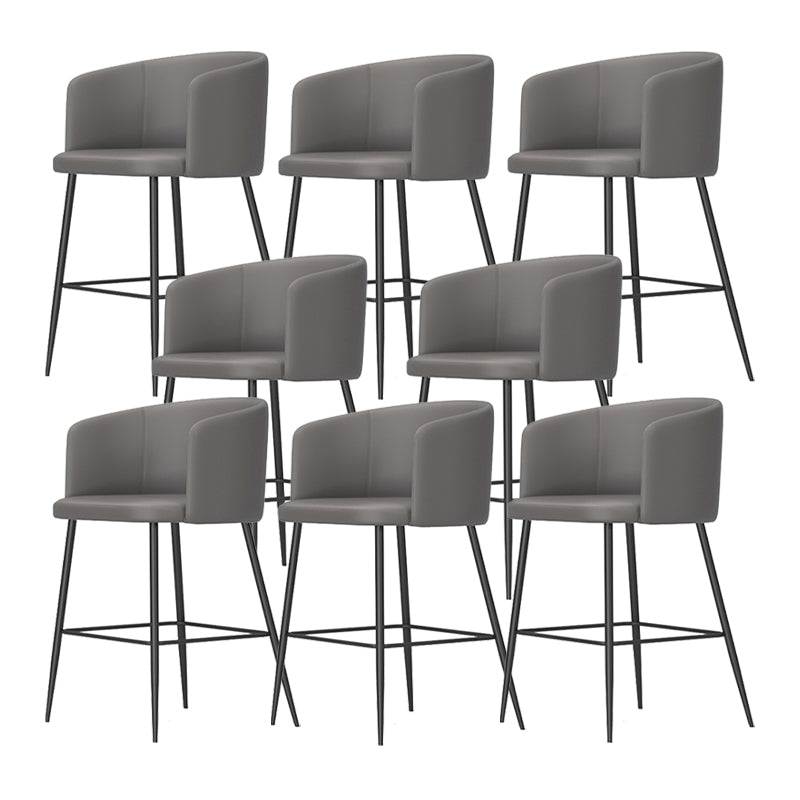 Modern Bar Stool Leather Backrest Bar Stools for Dining Room with Metal Legs