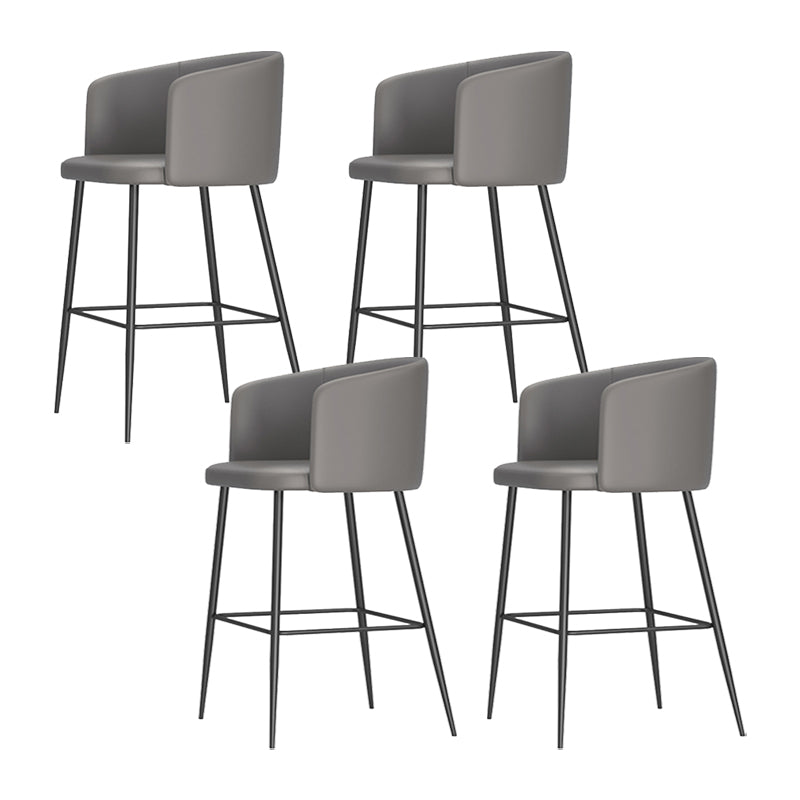 Modern Bar Stool Leather Backrest Bar Stools for Dining Room with Metal Legs