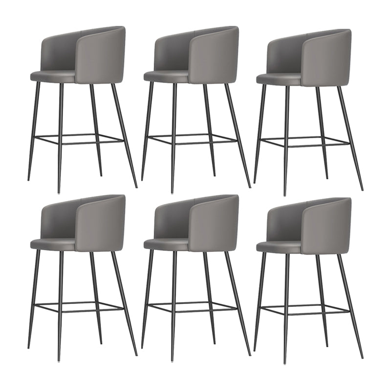 Modern Bar Stool Leather Backrest Bar Stools for Dining Room with Metal Legs