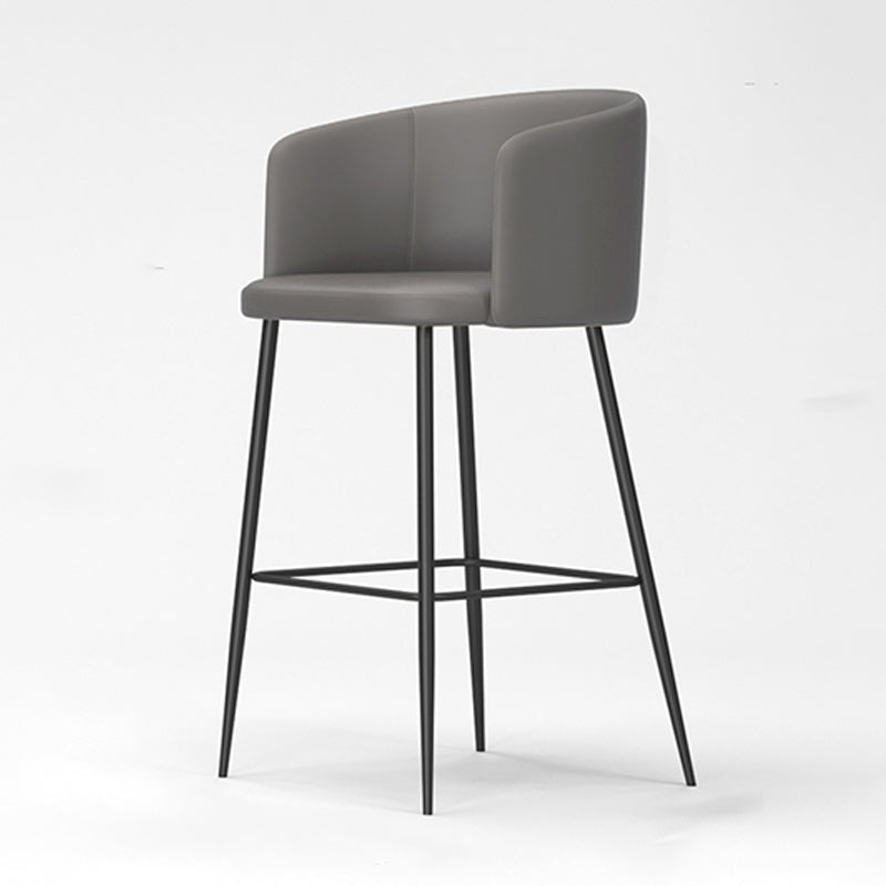 Modern Bar Stool Leather Backrest Bar Stools for Dining Room with Metal Legs