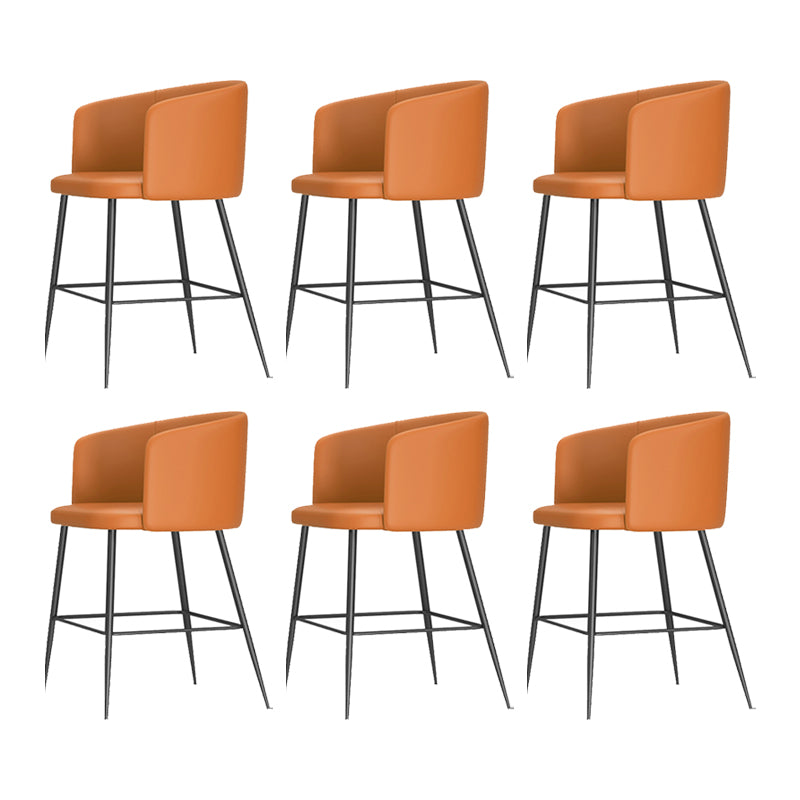Modern Bar Stool Leather Backrest Bar Stools for Dining Room with Metal Legs