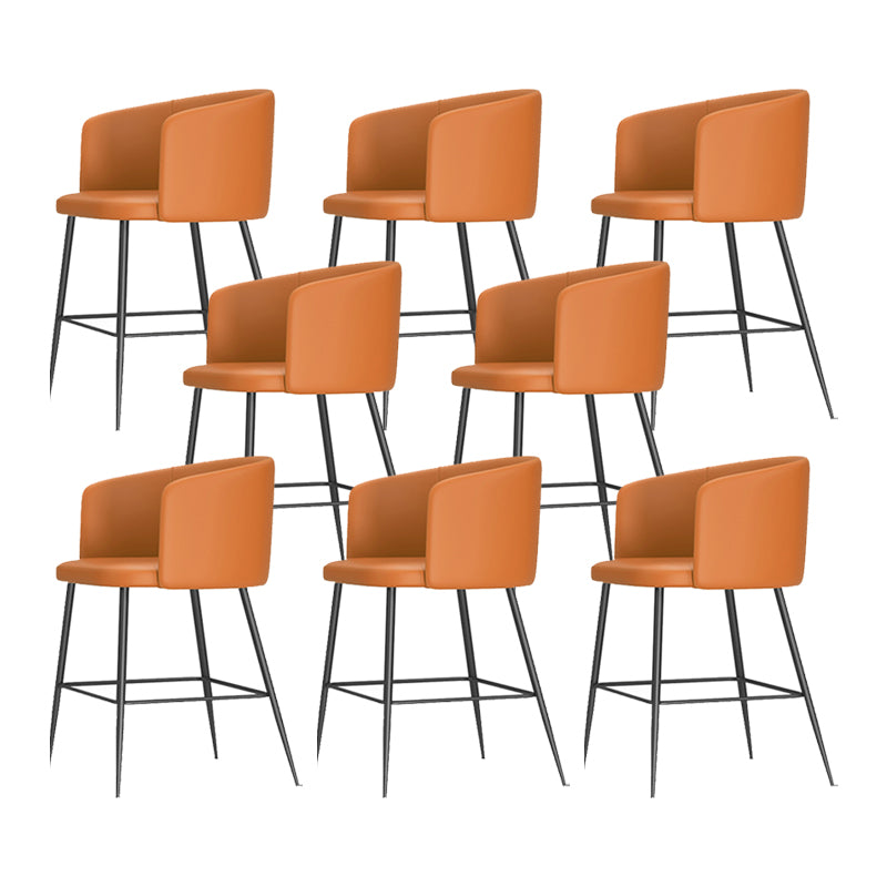 Modern Bar Stool Leather Backrest Bar Stools for Dining Room with Metal Legs