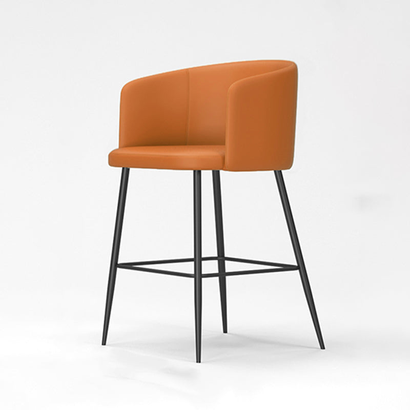 Modern Bar Stool Leather Backrest Bar Stools for Dining Room with Metal Legs