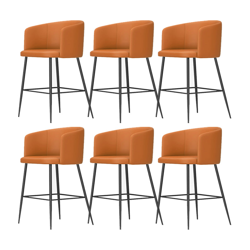 Modern Bar Stool Leather Backrest Bar Stools for Dining Room with Metal Legs