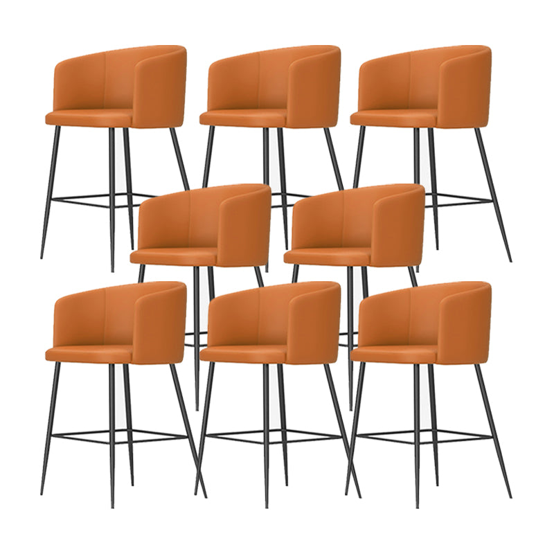 Modern Bar Stool Leather Backrest Bar Stools for Dining Room with Metal Legs