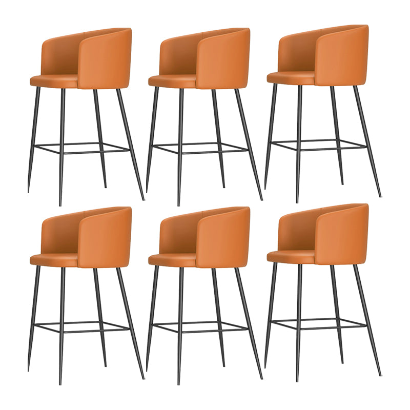 Modern Bar Stool Leather Backrest Bar Stools for Dining Room with Metal Legs