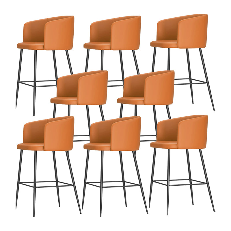 Modern Bar Stool Leather Backrest Bar Stools for Dining Room with Metal Legs
