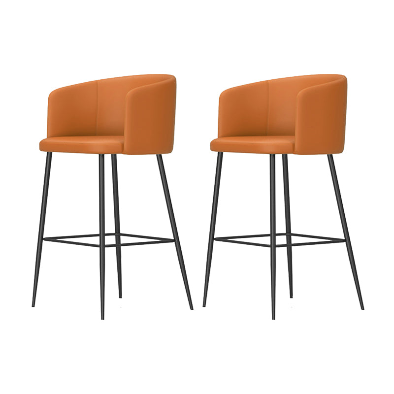 Modern Bar Stool Leather Backrest Bar Stools for Dining Room with Metal Legs